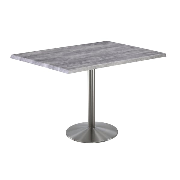 36" Tall OD214 Stainless Steel Table Base 22" Diameter 30"x48" Greystone Top